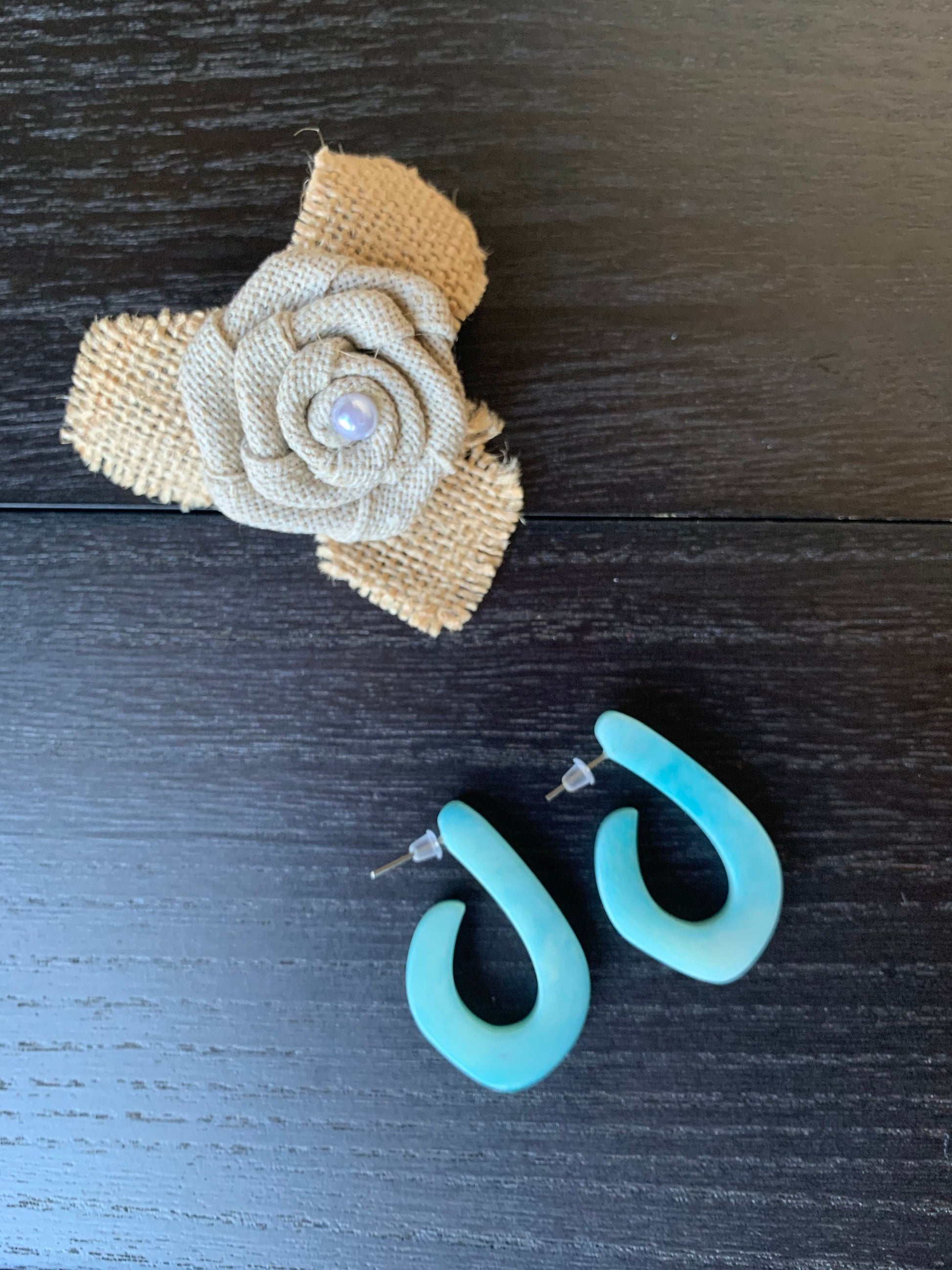 Turquoise blue statement earrings Beaded hoop earrings Tagua laser cut earring Ecuador handmade earrings Fall fashion 2025s Art to wear