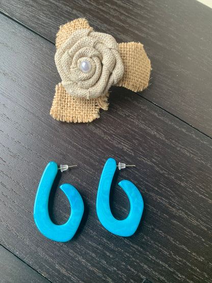 Turquoise statement earrings Tagua laser cut hoops Handmade beaded earrings Hypoallergenic hoops Wearable art Fall fashion Cruise wear