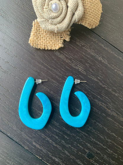 Turquoise statement earrings Tagua laser cut hoops Handmade beaded earrings Hypoallergenic hoops Wearable art Fall fashion Cruise wear