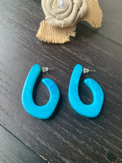 Turquoise statement earrings Tagua laser cut hoops Handmade beaded earrings Hypoallergenic hoops Wearable art Fall fashion Cruise wear