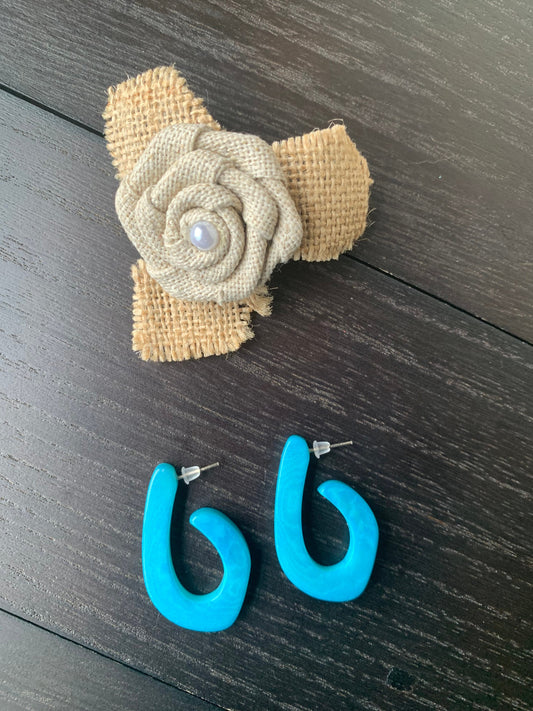 Turquoise statement earrings Tagua laser cut hoops Handmade beaded earrings Hypoallergenic hoops Wearable art Fall fashion Cruise wear