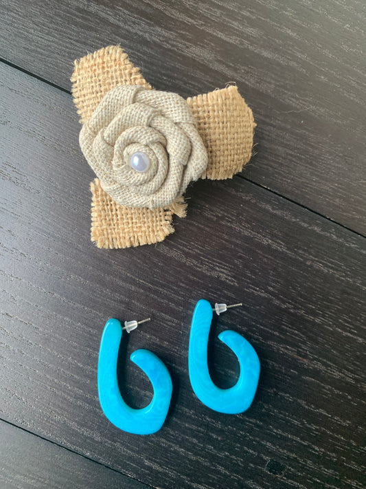 Turquoise statement earrings Tagua laser cut hoops Handmade beaded earrings Hypoallergenic hoops Wearable art Fall fashion Cruise wear