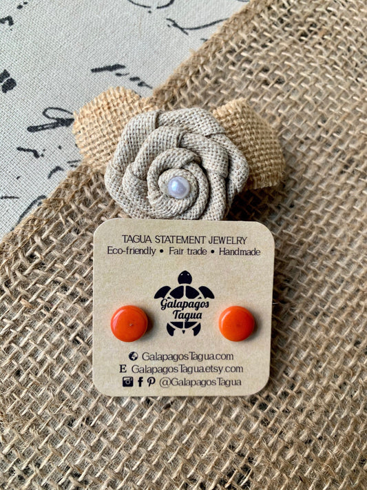 Orange stud earrings for women Post earrings hypoallergenic Tagua jewelry Spring fashion Small posts earrings Colorful earrings Art to wear
