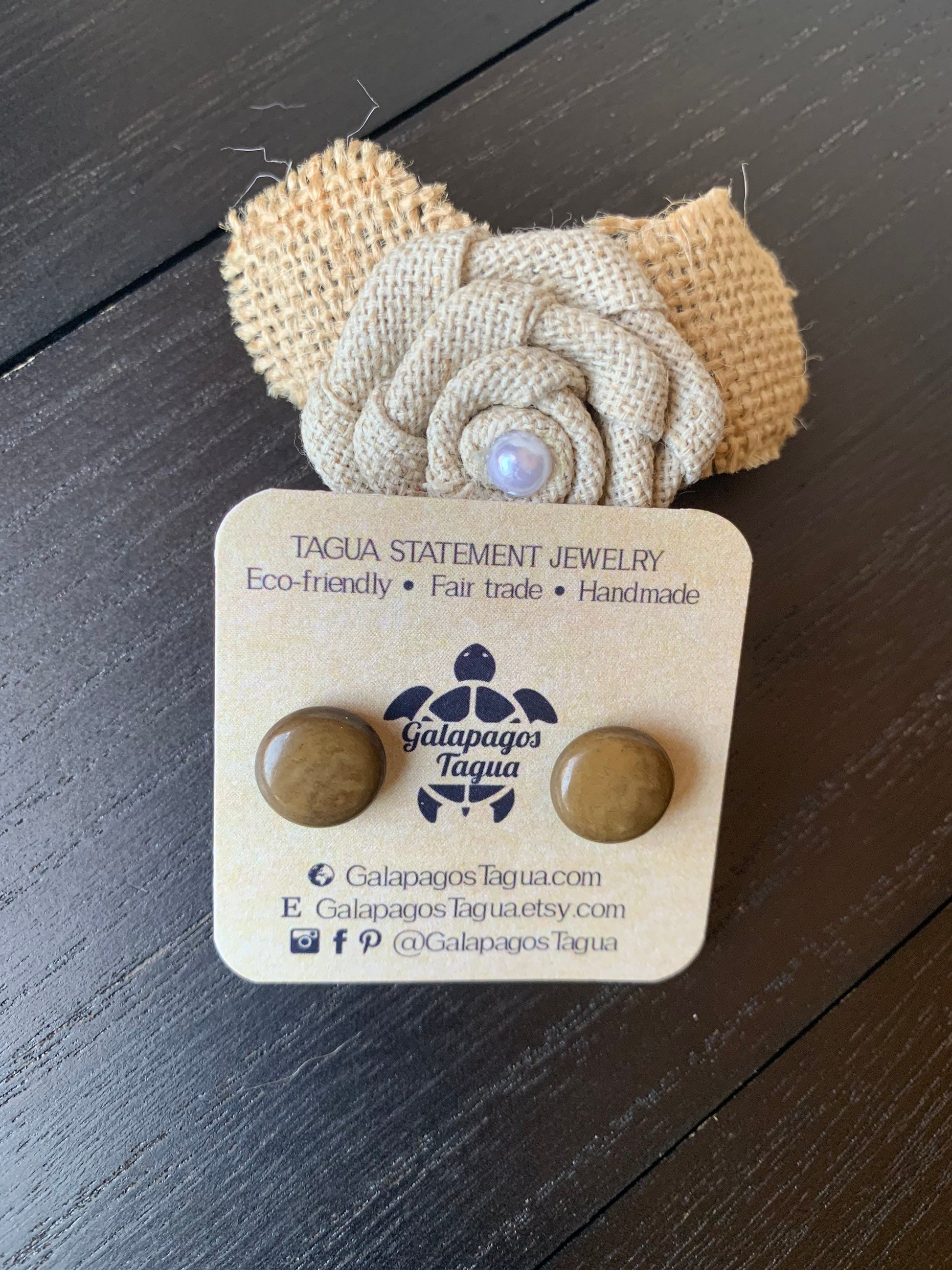 Olive green stud earrings Round beaded earrings Tagua jewelry Geometric post Fall fashion trend Art to wear Cute button earrings