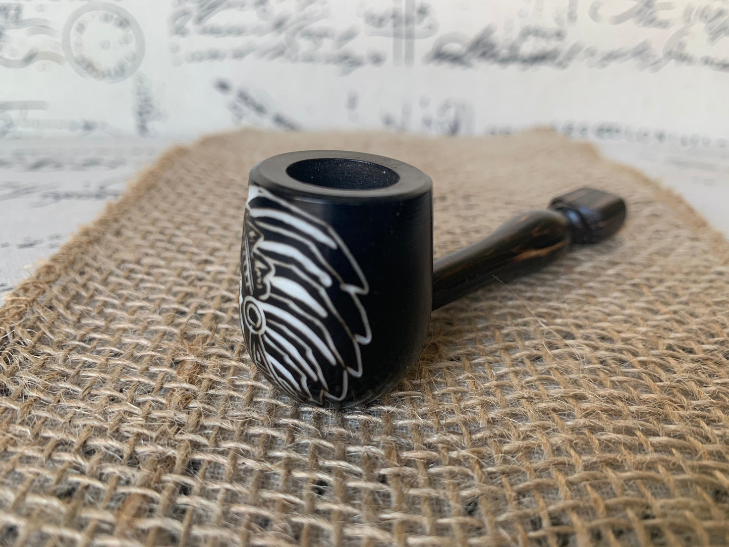 Native american Indian smoking pipe Handcrafted smoking bowl Tagua nut Unique tribal hand pipe Shamanic healing tools Hippie style pipe