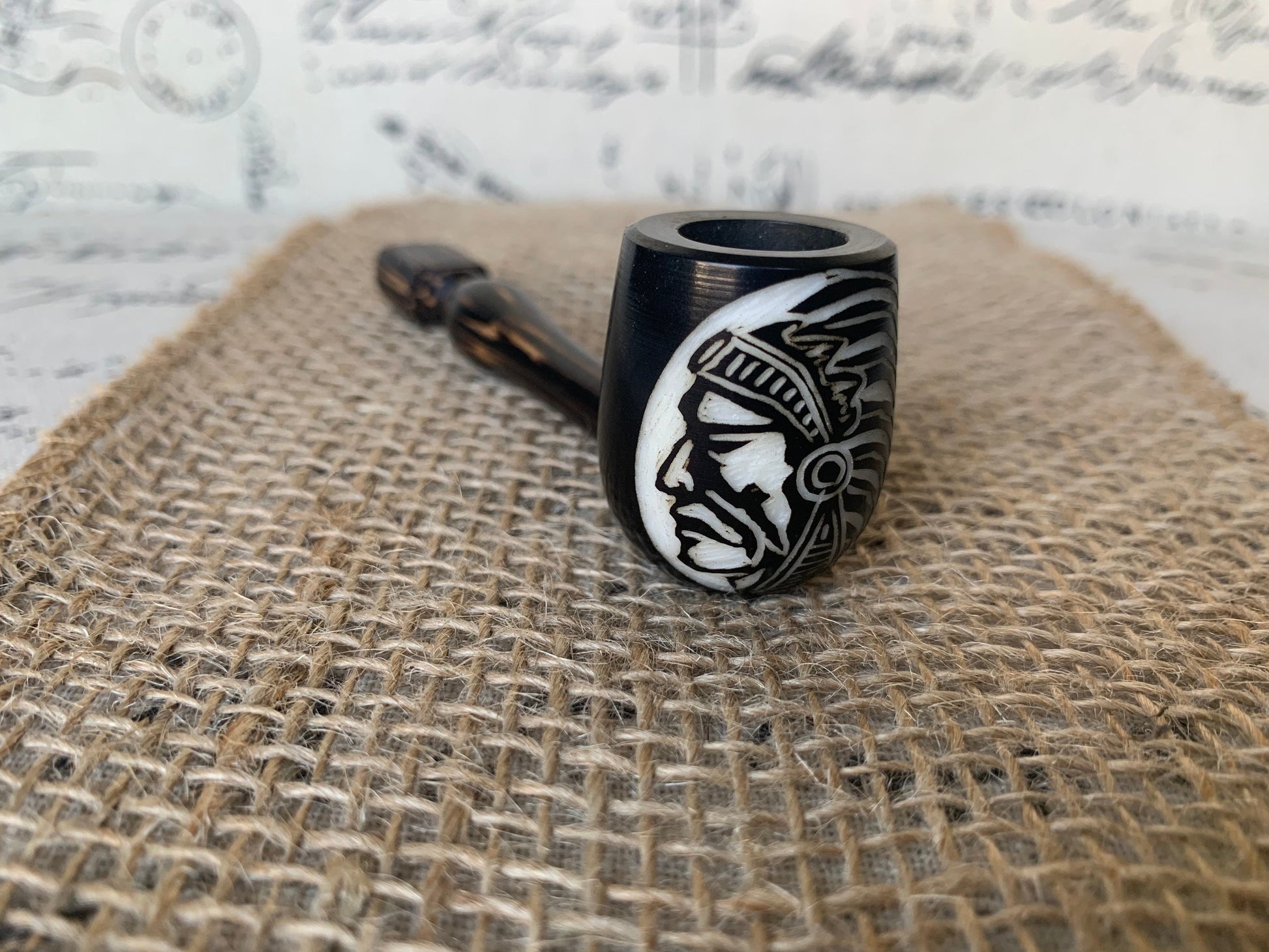 Native american Indian smoking pipe Handcrafted smoking bowl Tagua nut Unique tribal hand pipe Shamanic healing tools Hippie style pipe