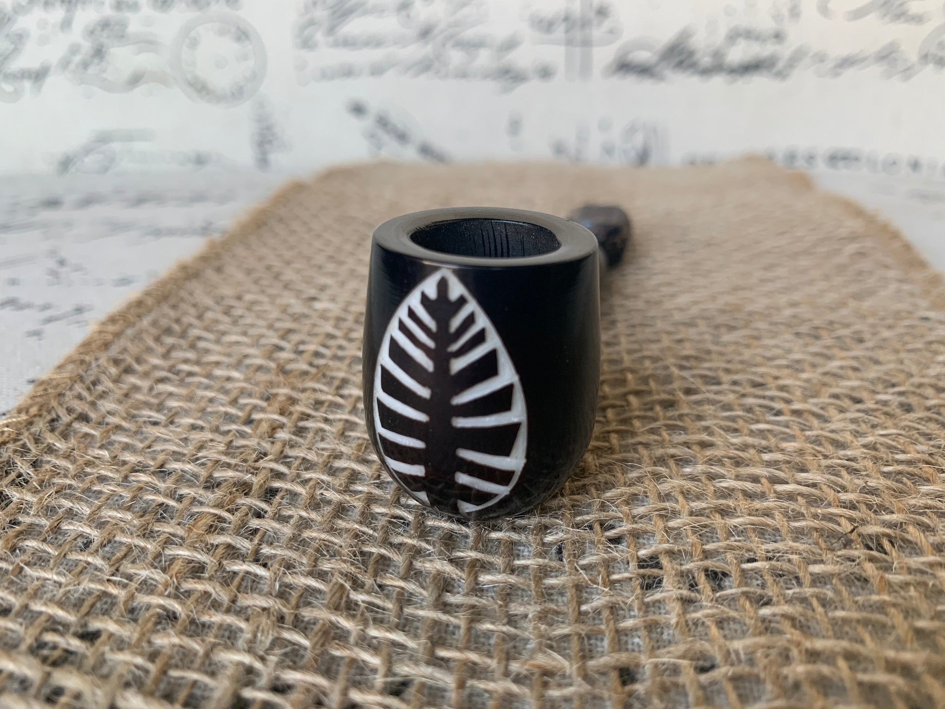 Leaves smoking pipe Handcrafted smoking bowl Tagua and wood Unique tribal hand pipe Shamanic healing tools Chanupa Shrooms Gifts for smokers