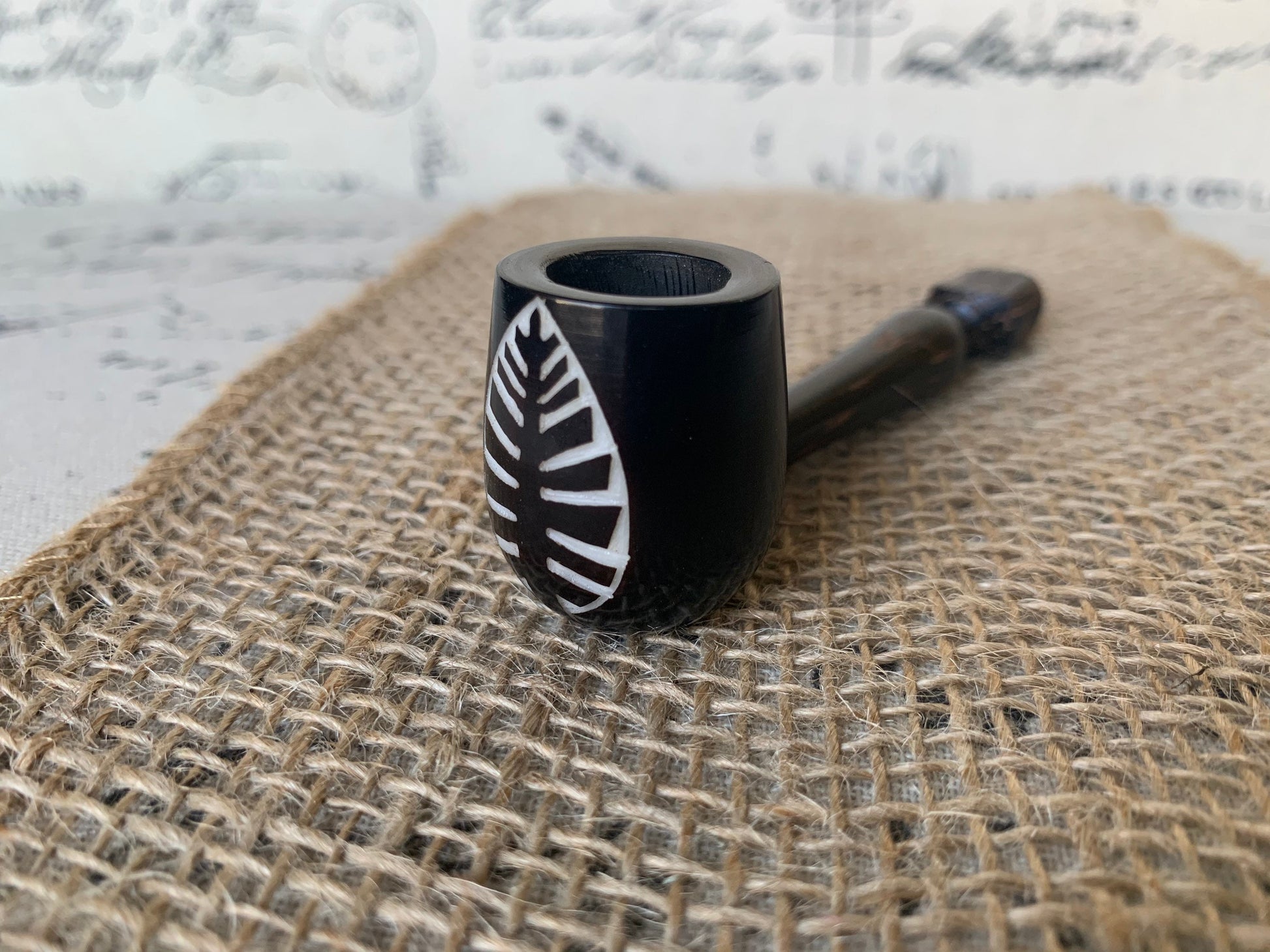 Leaves smoking pipe Handcrafted smoking bowl Tagua and wood Unique tribal hand pipe Shamanic healing tools Chanupa Shrooms Gifts for smokers