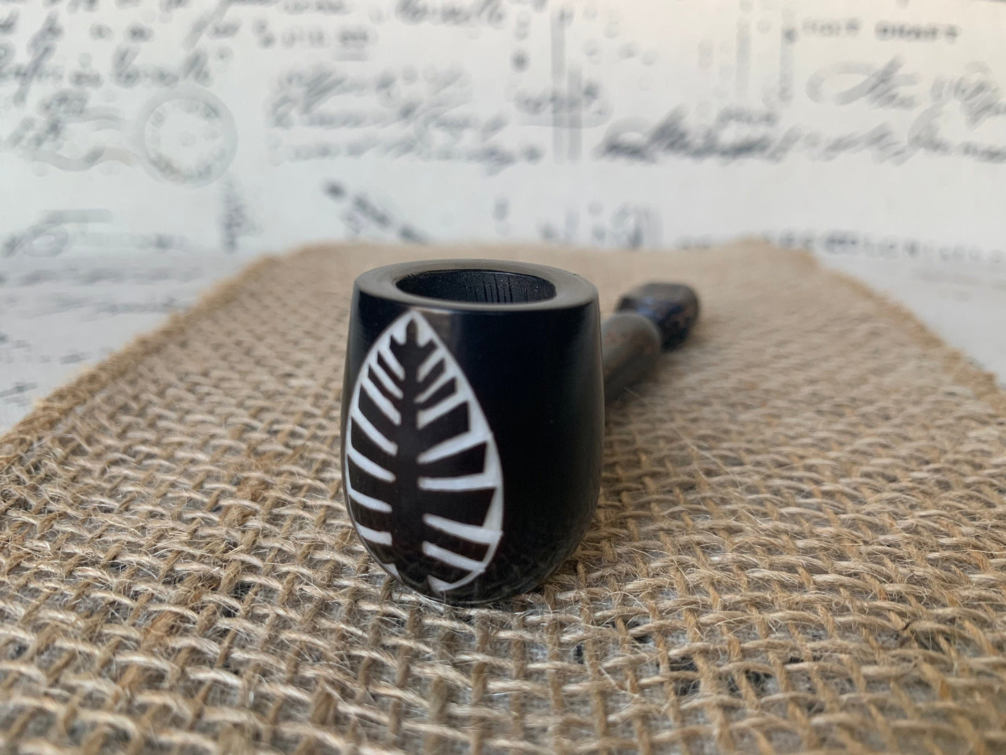 Leaves smoking pipe Handcrafted smoking bowl Tagua and wood Unique tribal hand pipe Shamanic healing tools Chanupa Shrooms Gifts for smokers