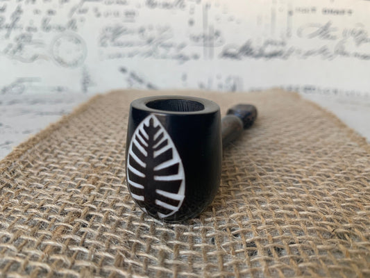 Leaves smoking pipe Handcrafted smoking bowl Tagua and wood Unique tribal hand pipe Shamanic healing tools Chanupa Shrooms Gifts for smokers