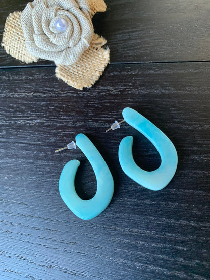 Turquoise blue statement earrings Beaded hoop earrings Tagua laser cut earring Ecuador handmade earrings Fall fashion 2025s Art to wear