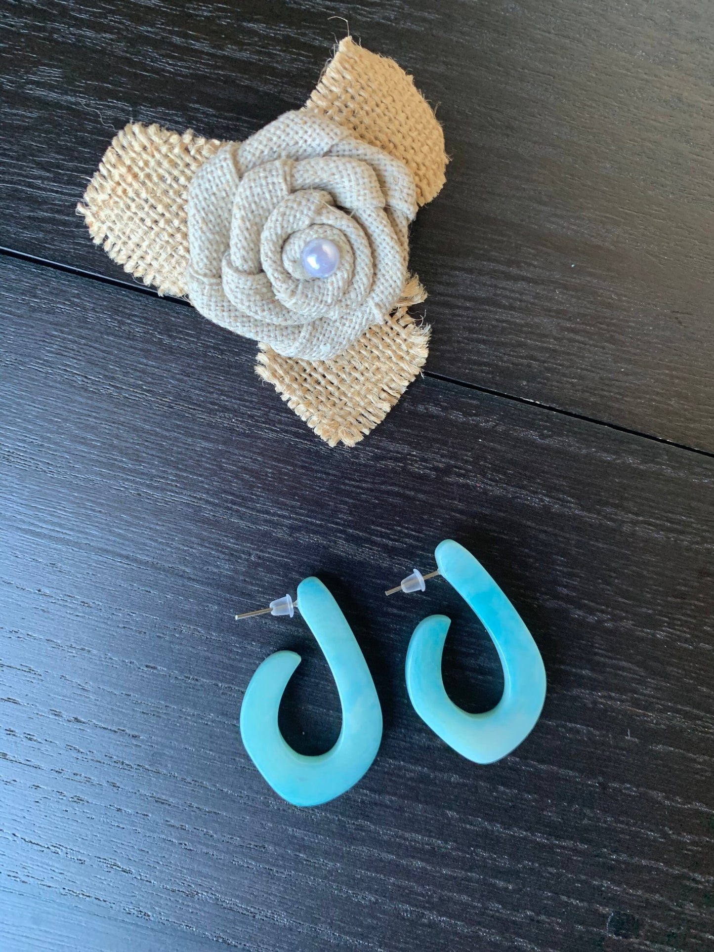 Turquoise blue statement earrings Beaded hoop earrings Tagua laser cut earring Ecuador handmade earrings Fall fashion 2025s Art to wear
