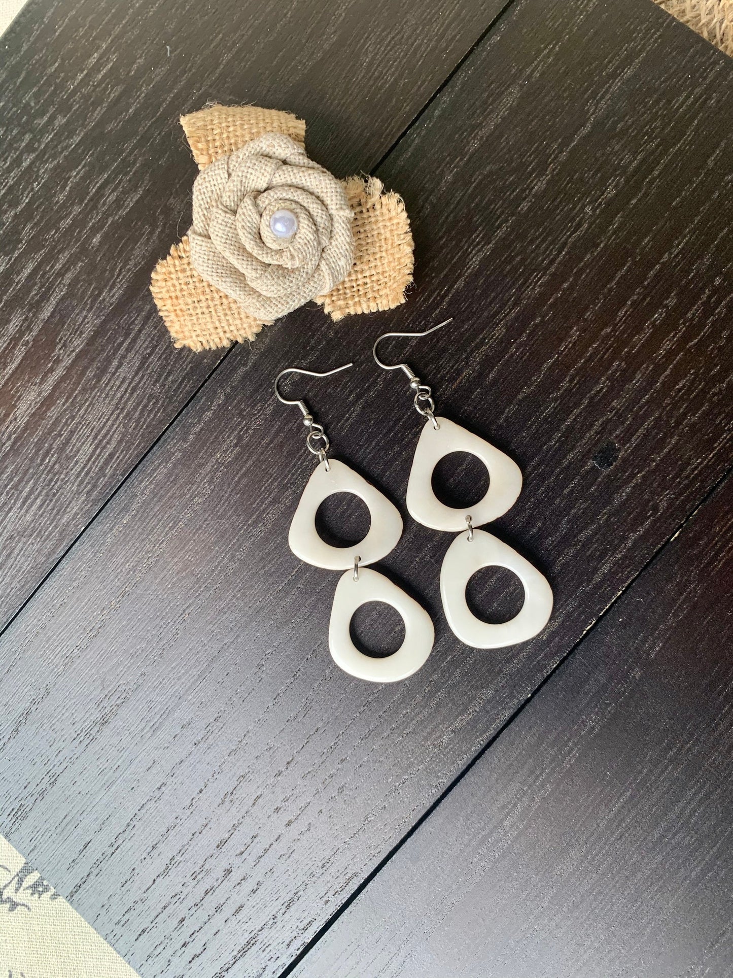 White extra long dangle fashion earrings Tagua jewelry 14 year wife anniversary Statement dangly earrings Wearable art Fall fashion