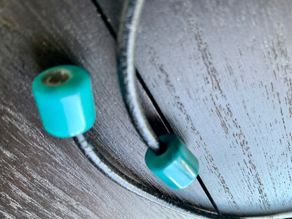 Turquoise blue pendant necklace Tagua jewelry Fall fashion 2025 Fall fashion 2025s Beaded pendant necklace Geometric pendant Elegant