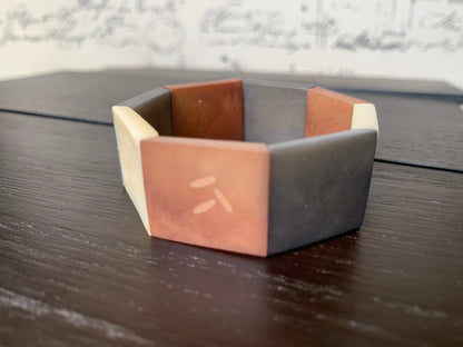 Brown Ivory and Gray Bracelet Tagua nut jewelry Statement beaded bracelet Wearable art Elastic stretch bracelet Mothers day gift Art to wear