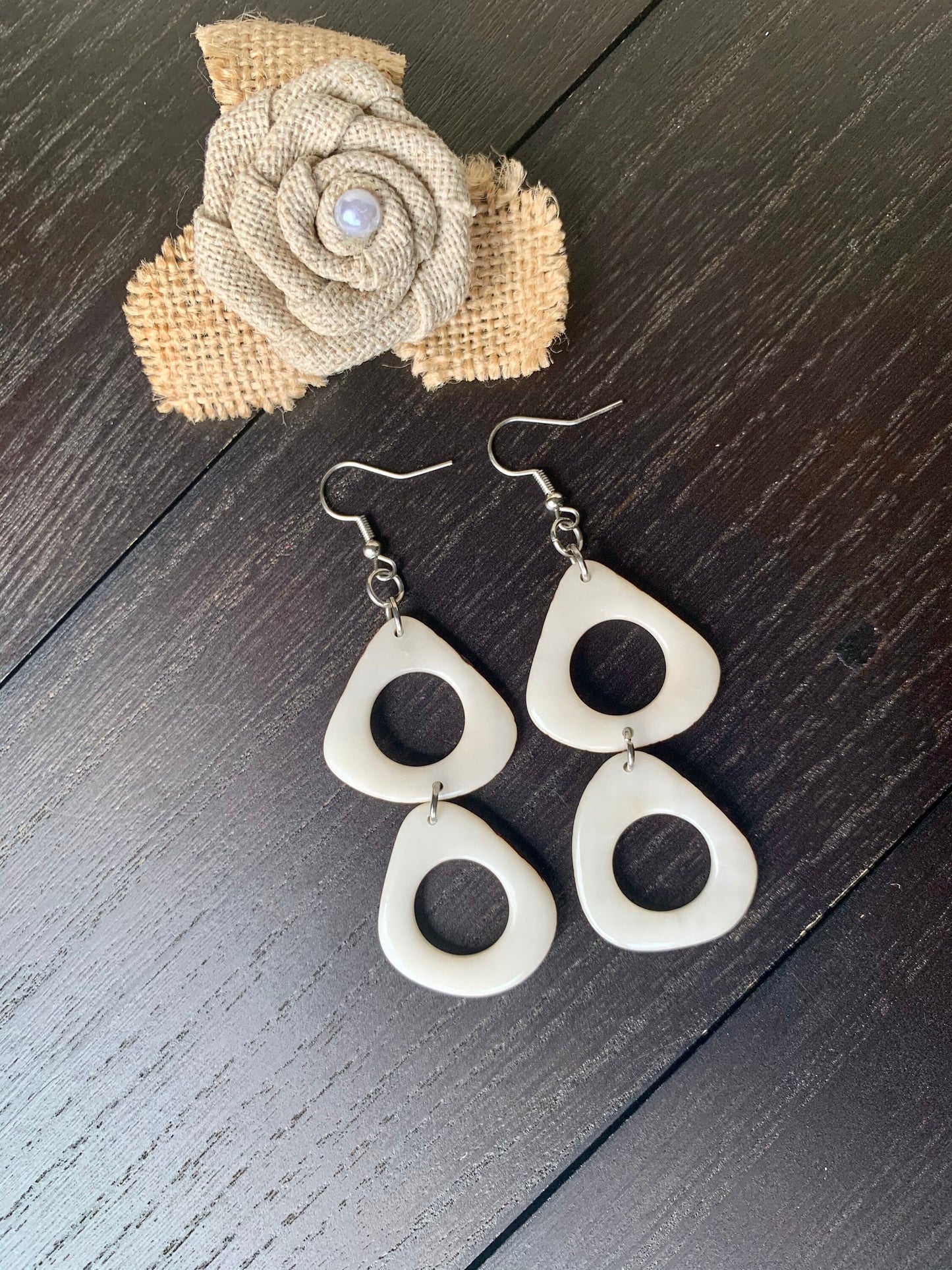 White extra long dangle fashion earrings Tagua jewelry 14 year wife anniversary Statement dangly earrings Wearable art Fall fashion