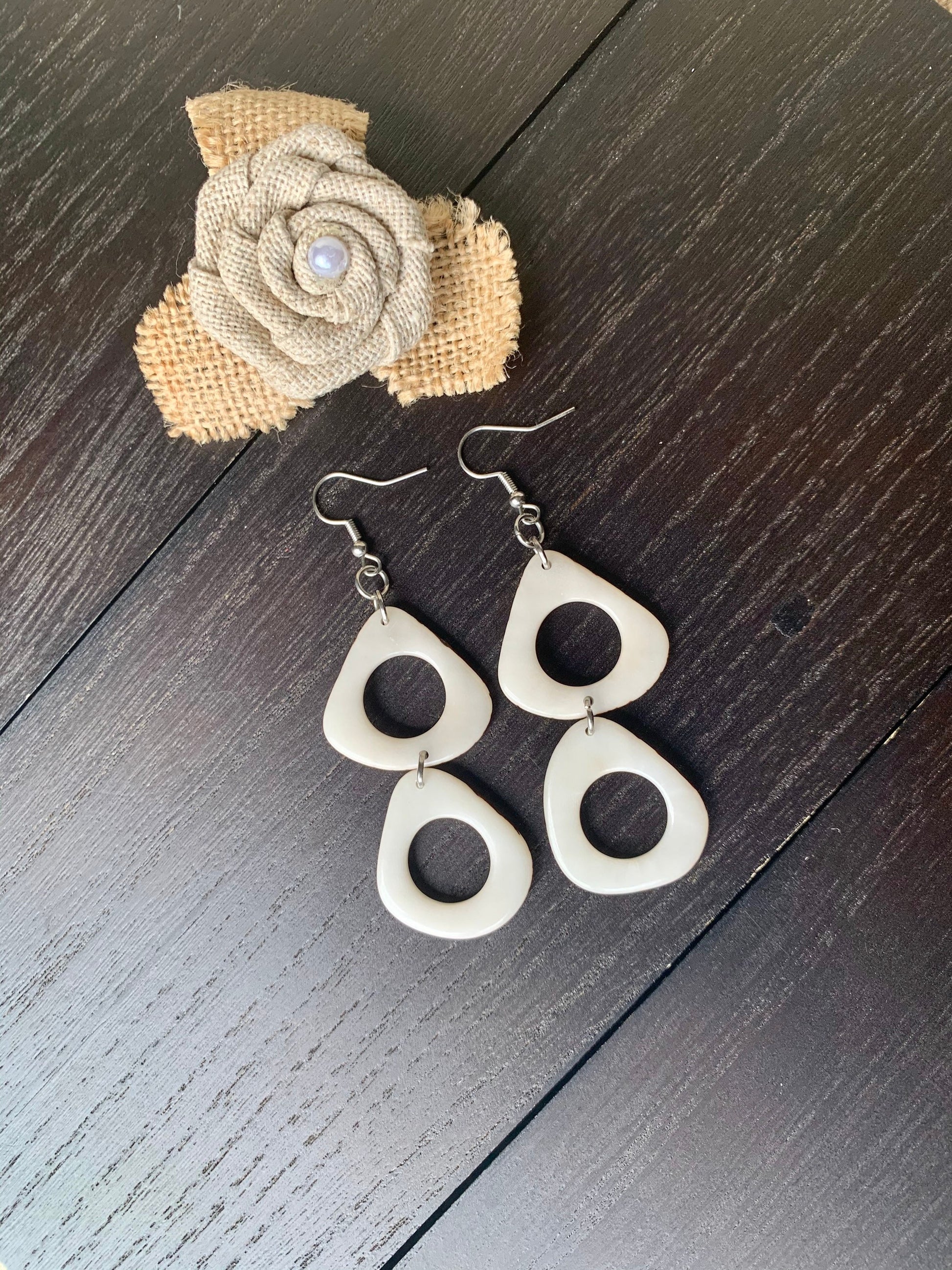 White extra long dangle fashion earrings Tagua jewelry 14 year wife anniversary Statement dangly earrings Wearable art Fall fashion