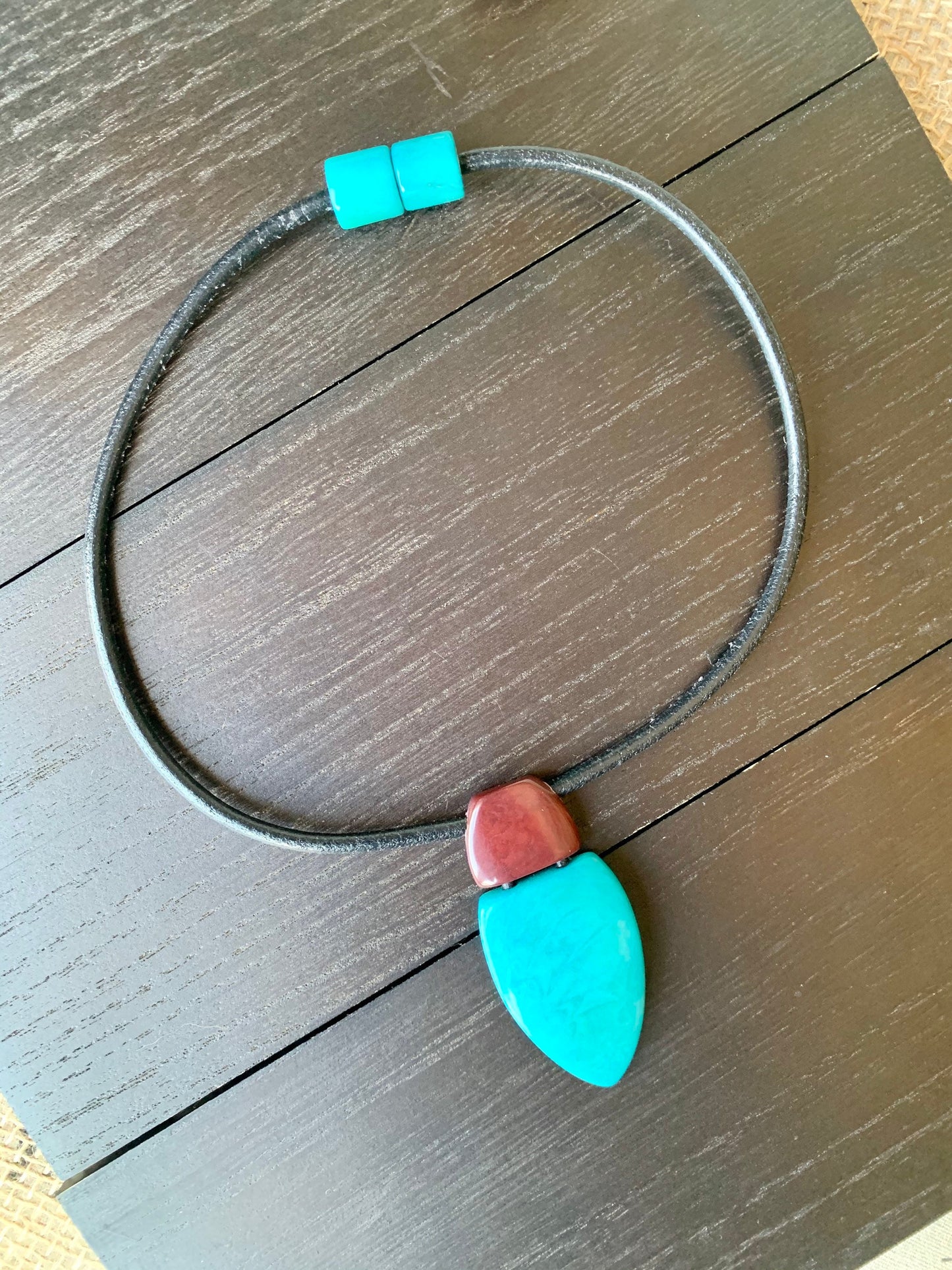 Turquoise pendant necklace Tagua jewelry Fall fashion trends Fall fashion 2025s Beaded pendant necklace Magnetic clasp Geometric pendant