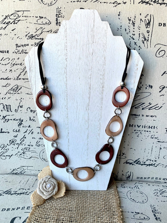 Brown statement necklace Tagua jewelry Mothers day gifts Wearable art Best gifts for her Beaded necklace for woman Aesthetic necklace custom