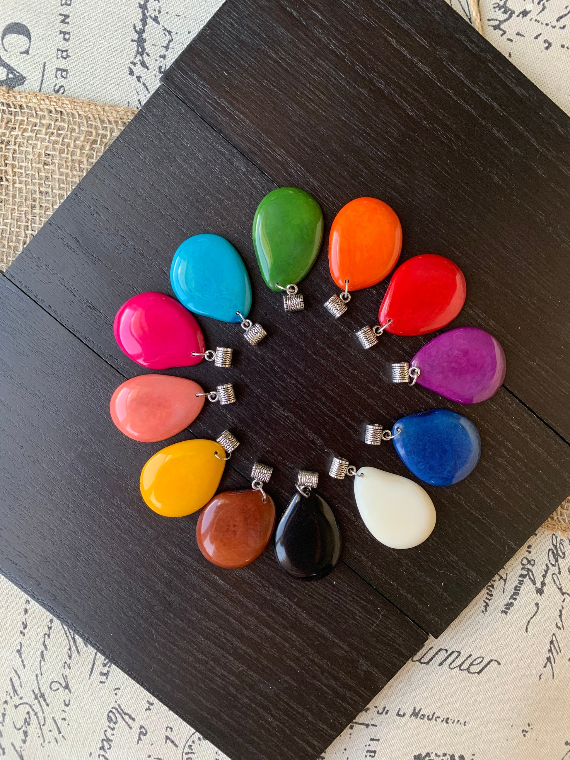 Tagua pendant Fashion jewelry Handmade beaded pendant NO chain included Fall fashion Art to wear Gifts under 10 Simple pendant