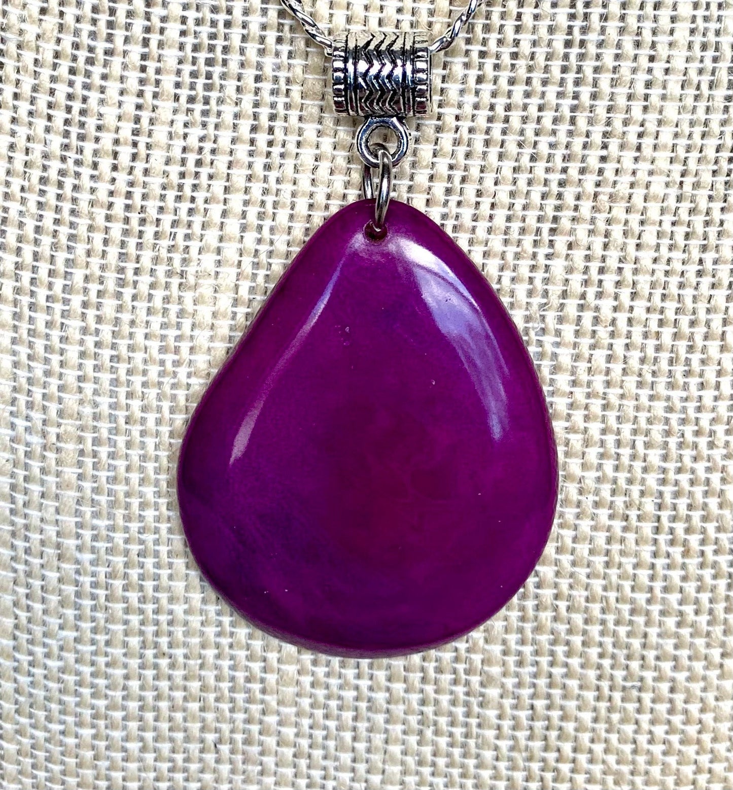 Purple beaded pendant Tagua jewelry Handmade bead pendant NO chain Fall fashion Wearable art Lightweight pendant Fall fashion 2025s