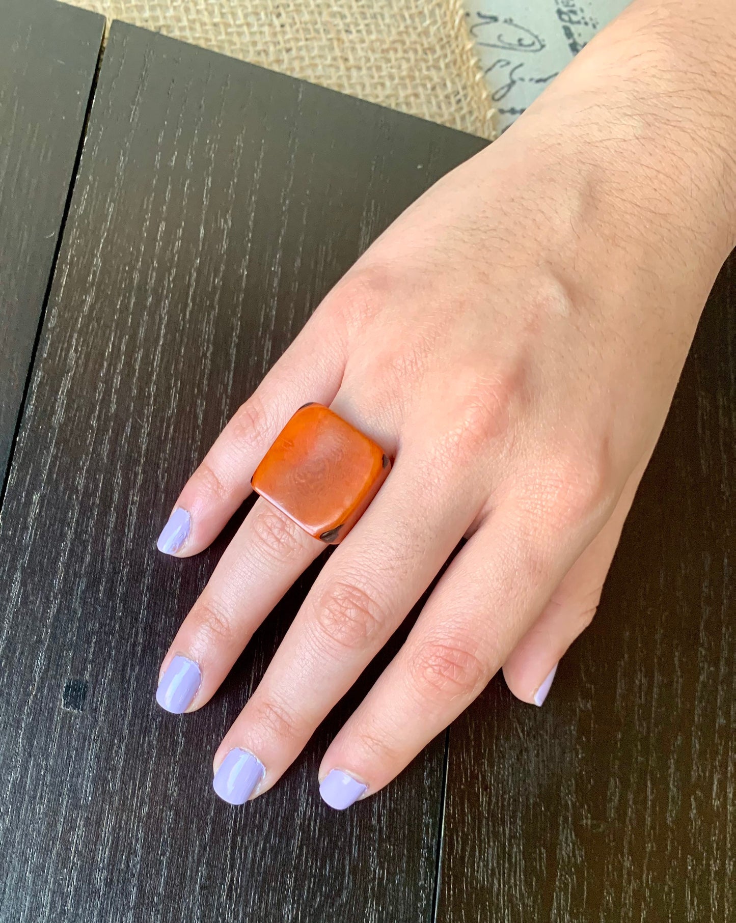 Big bold ring Brown tagua ring Cocktail ring Unusual jewelry Spring fashion trend Beach wedding Large square Huge statement Easter basket