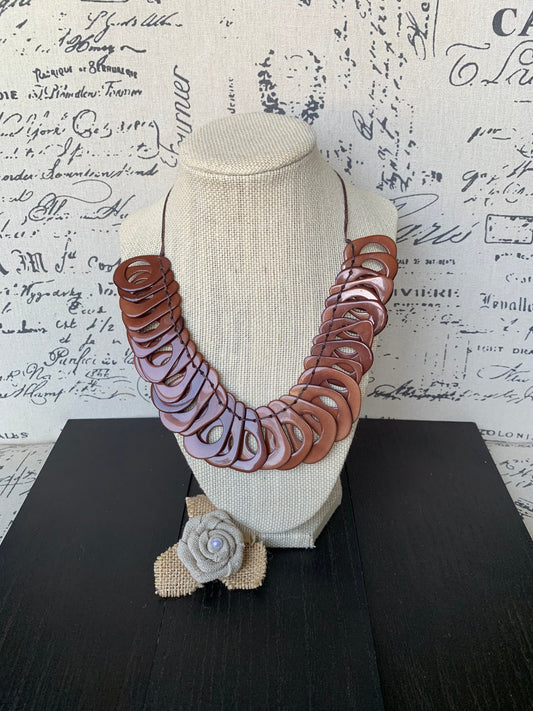 Brown statement necklace Adjustable cord Fall fashion trends Tagua necklace Lightweight jewelry Fall fashion 2025s Sustainable fashion