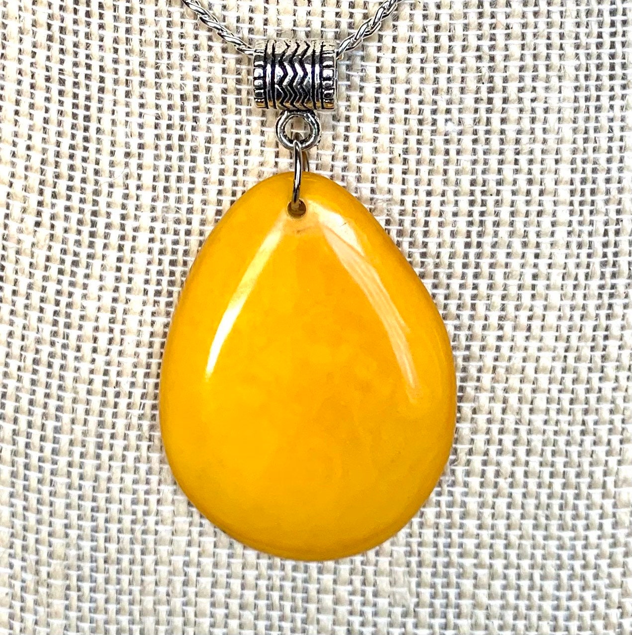 Yellow beaded pendant NO chain Tagua jewelry Fashionable gifts Fall fashions 2025 trends Artsy gifts Wearable art Gift ideas Boho style