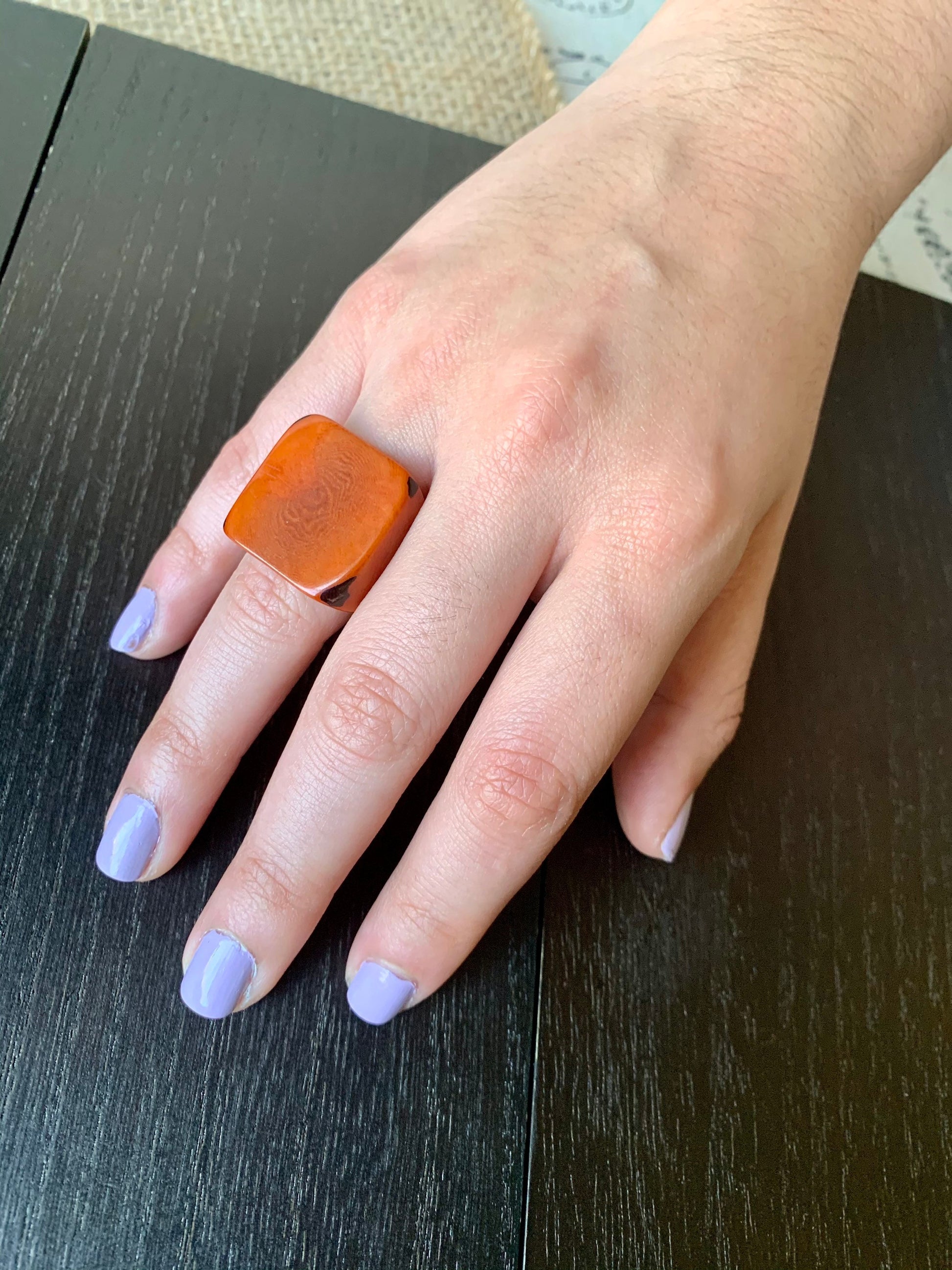 Big bold ring Brown tagua ring Cocktail ring Unusual jewelry Spring fashion trend Beach wedding Large square Huge statement Easter basket