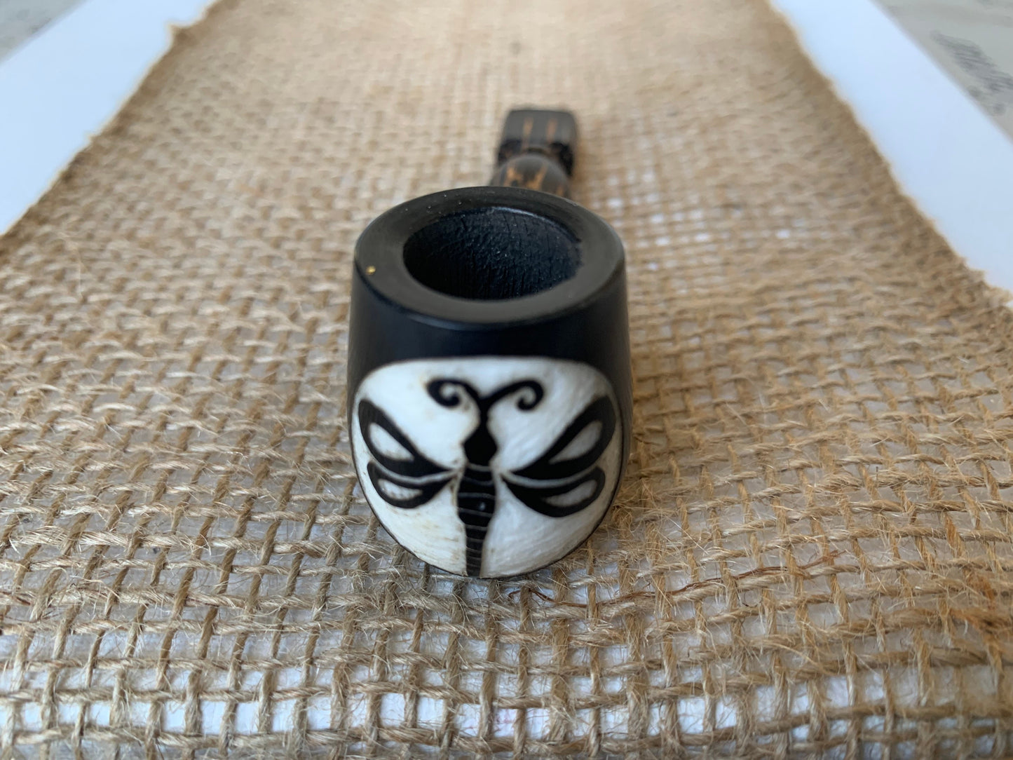 Dragonfly smoking pipe Handcrafted smoking bowl Insect smoking pipe Handmade tagua and wood One of a kind tribal pipe Shamanic rituals