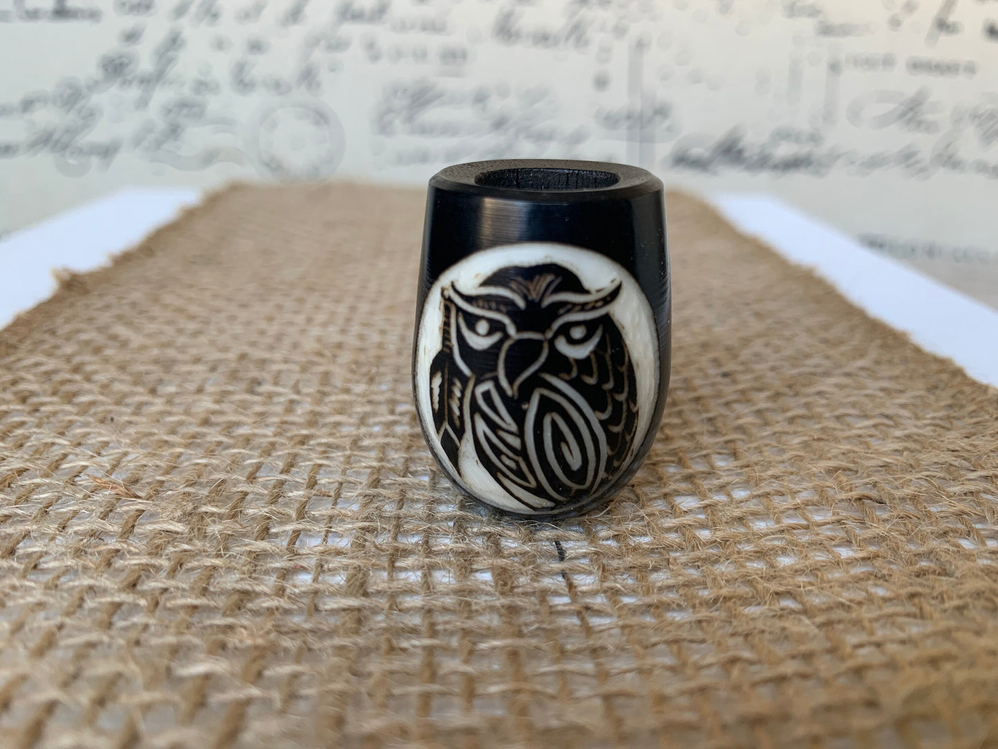 Owl smoking pipe Hand carved wooden smoking bowl Gifts for smokers Handmade tagua nut and wood Sacred animals tribal pocket pipe Organic