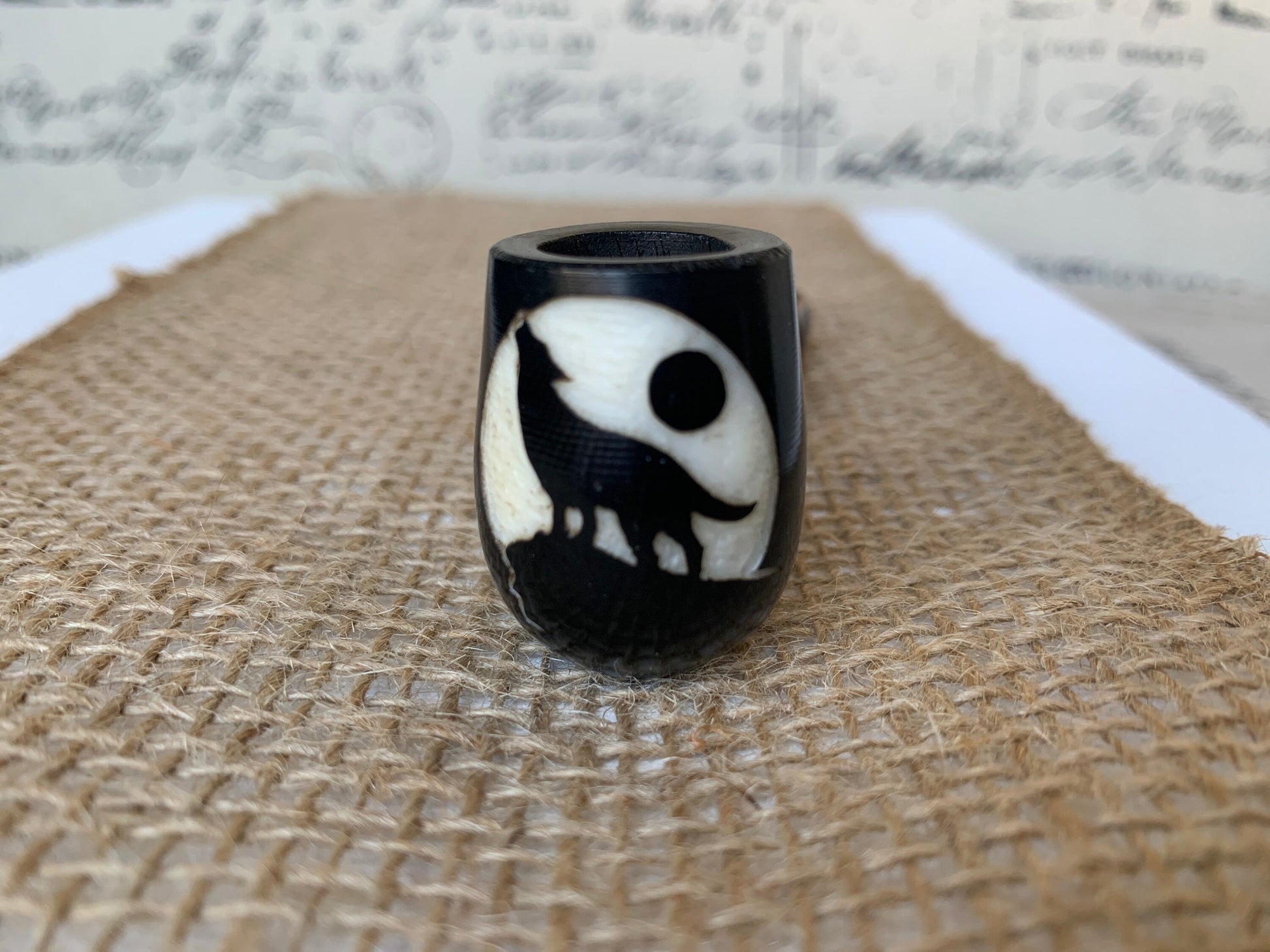 Wolf smoking pipe Handcrafted smoking bowl Animal smoking mini pipe Birthday gifts Handmade tagua and wood One of a kind tribal pipe