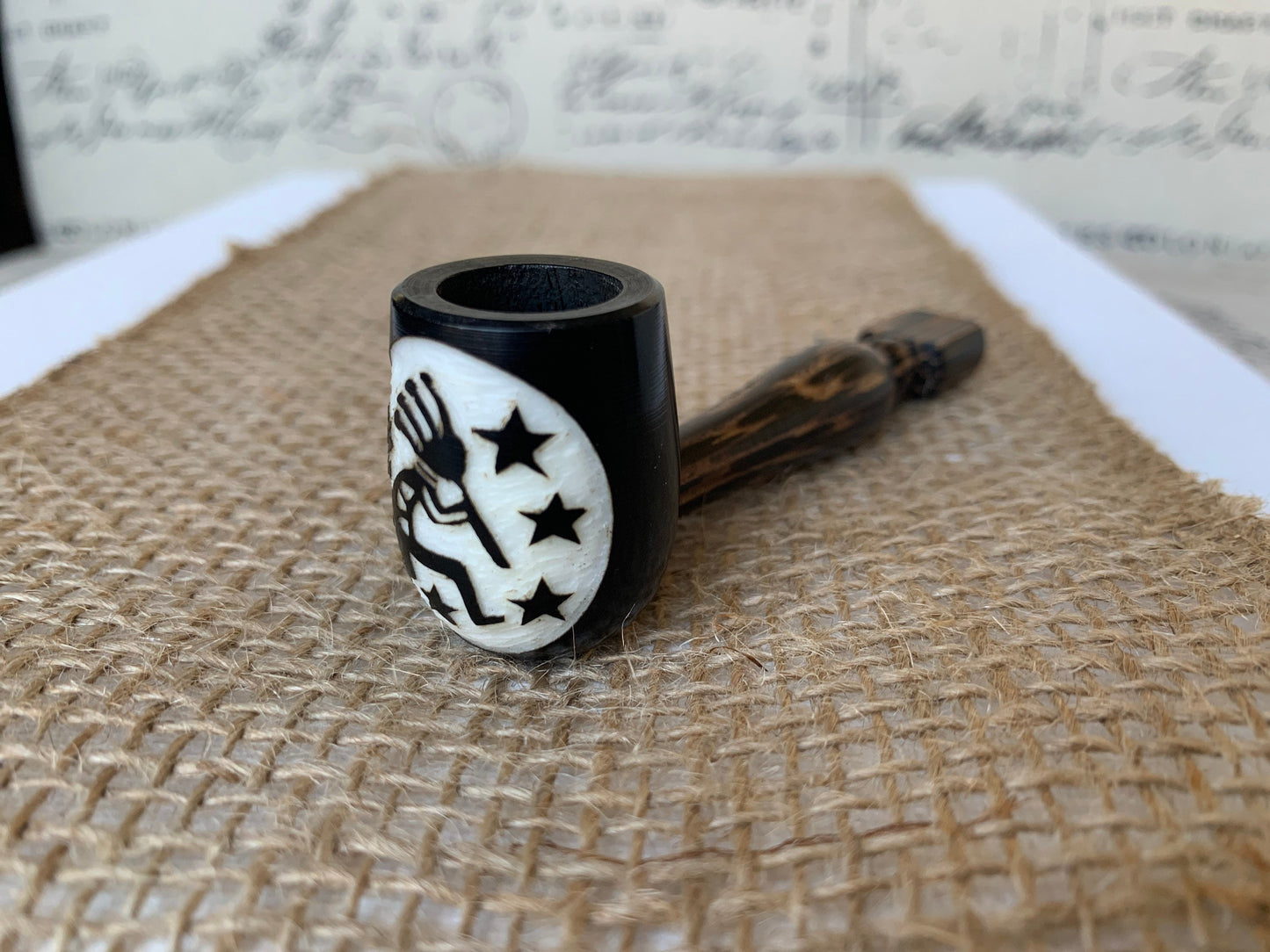 Kokopelli smoking pipe Hand carved wooden smoking bowl Southwestern tribal mini pipe Handmade tagua wood Sacred animals tribal pocket pipe