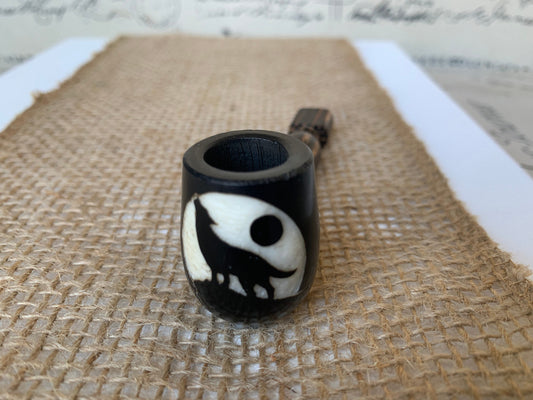 Wolf smoking pipe Handcrafted smoking bowl Animal smoking mini pipe Birthday gifts Handmade tagua and wood One of a kind tribal pipe