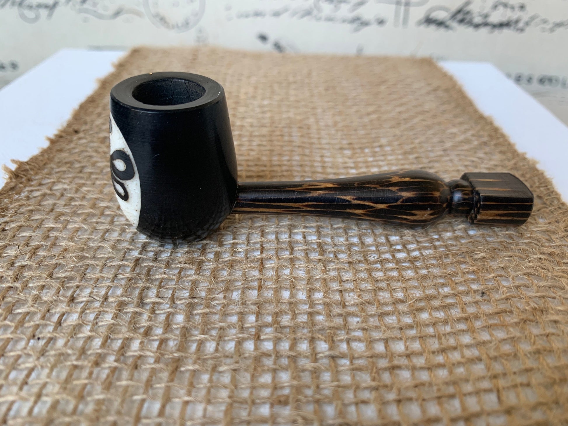 Dragonfly smoking pipe Handcrafted smoking bowl Insect smoking pipe Handmade tagua and wood One of a kind tribal pipe Shamanic rituals