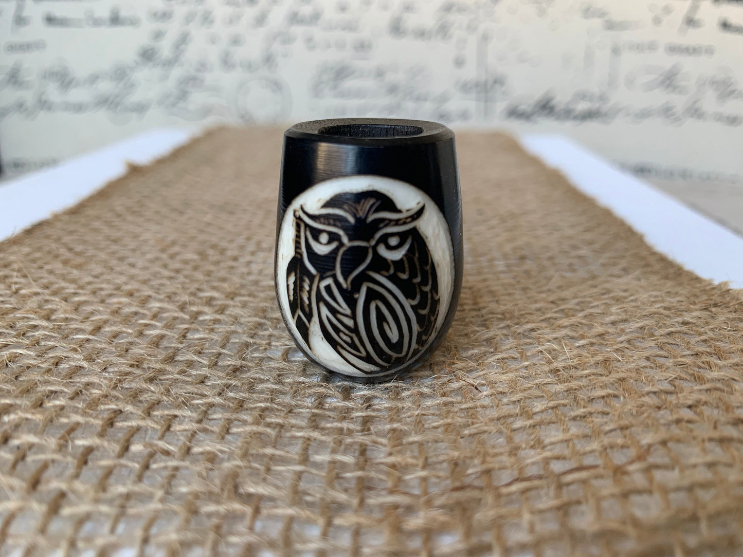 Owl smoking pipe Hand carved wooden smoking bowl Gifts for smokers Handmade tagua nut and wood Sacred animals tribal pocket pipe Organic
