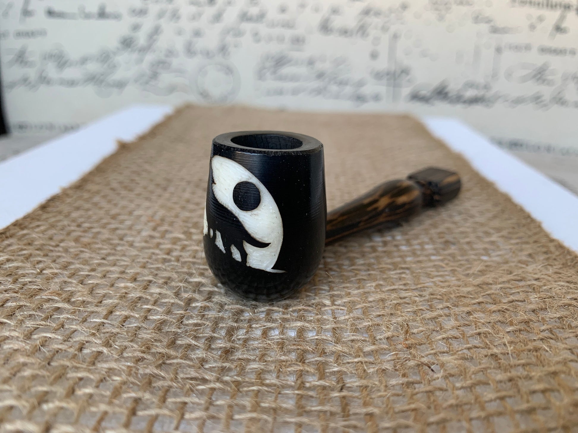 Wolf smoking pipe Handcrafted smoking bowl Animal smoking mini pipe Birthday gifts Handmade tagua and wood One of a kind tribal pipe
