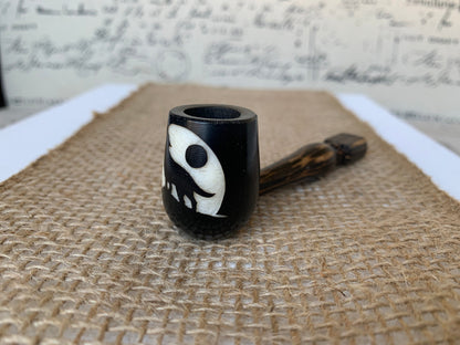 Wolf smoking pipe Handcrafted smoking bowl Animal smoking mini pipe Birthday gifts Handmade tagua and wood One of a kind tribal pipe