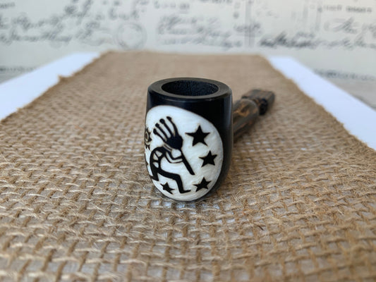 Kokopelli smoking pipe Hand carved wooden smoking bowl Southwestern tribal mini pipe Handmade tagua wood Sacred animals tribal pocket pipe