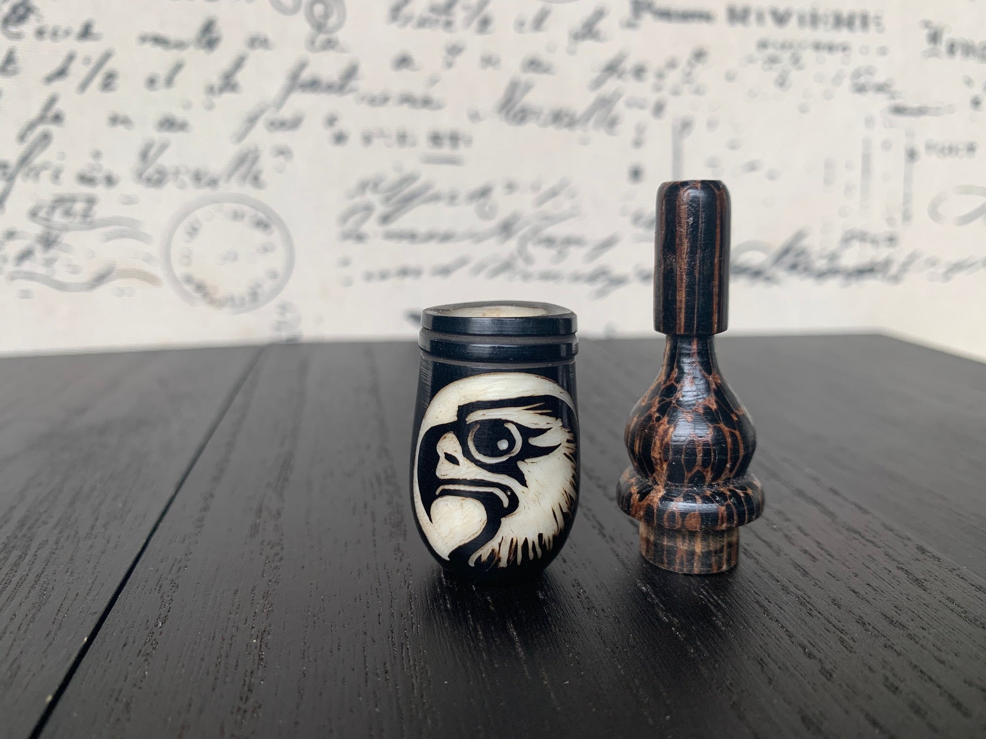 Eagle smoking pipe Handmade tagua nut and wood pocket pipe One of a kind tribal hand pipe Natural Organic Gift for smokers Sacred birds