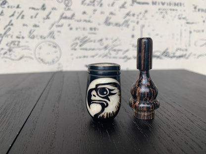 Eagle smoking pipe Handmade tagua nut and wood pocket pipe One of a kind tribal hand pipe Natural Organic Gift for smokers Sacred birds