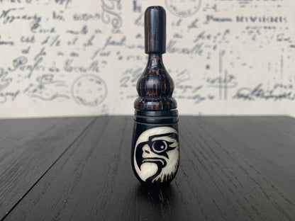 Eagle smoking pipe Handmade tagua nut and wood pocket pipe One of a kind tribal hand pipe Natural Organic Gift for smokers Sacred birds