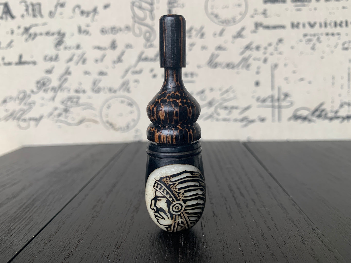 Native American Indian Chief smoking pipe Handmade tagua and wood pocket pipe One of a kind tribal hand pipe Gift for smoker Natural Organic