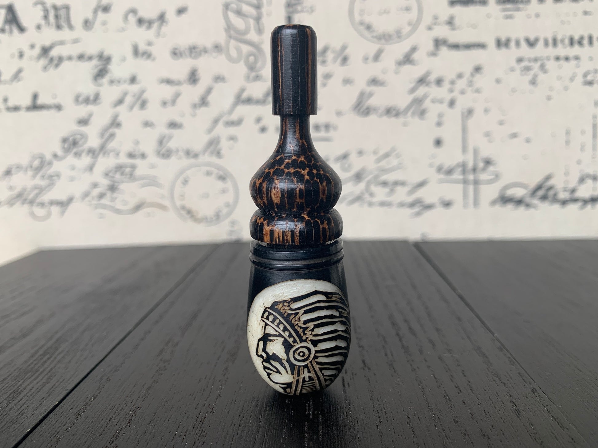 Native American Indian Chief smoking pipe Handmade tagua and wood pocket pipe One of a kind tribal hand pipe Gift for smoker Natural Organic