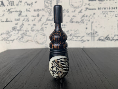 Native American Indian Chief smoking pipe Handmade tagua and wood pocket pipe One of a kind tribal hand pipe Gift for smoker Natural Organic