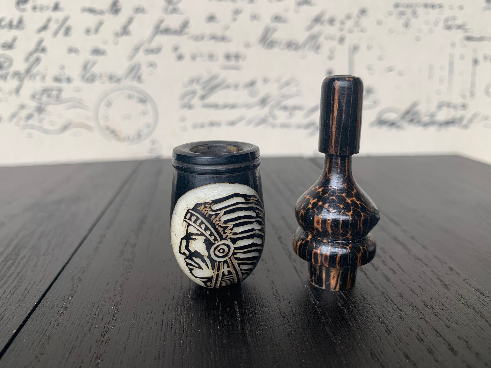 Native American Indian Chief smoking pipe Handmade tagua and wood pocket pipe One of a kind tribal hand pipe Gift for smoker Natural Organic