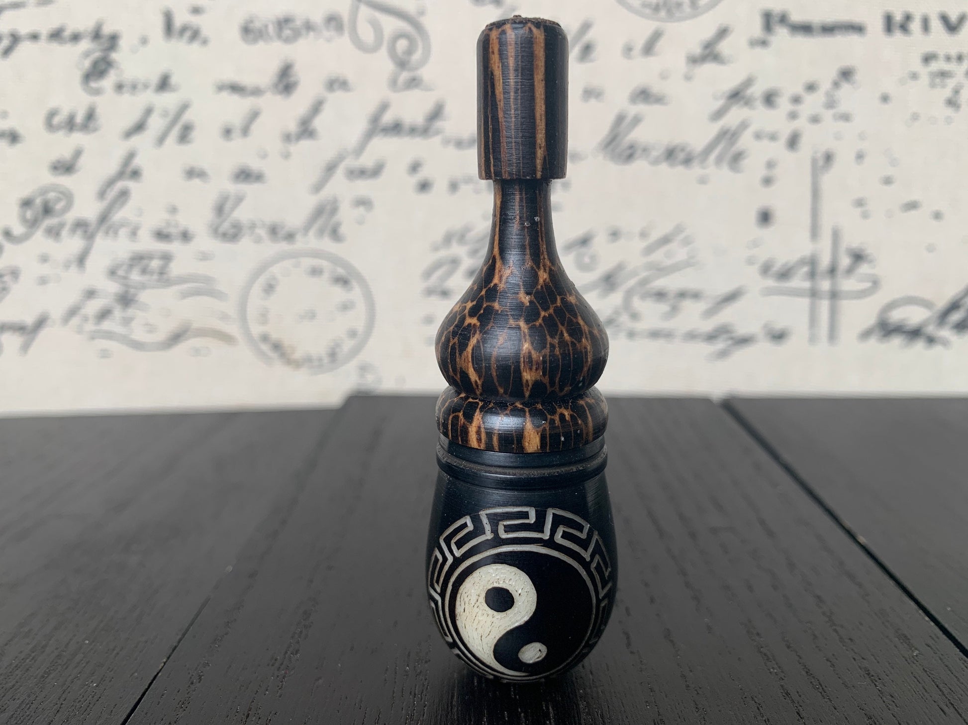 Yin Yang smoking pipe Handmade tagua nut and wood pocket pipe One of a kind tribal hand pipe Natural Organic Gift for smokers Eco friendly