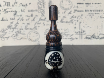 Mushroom smoking pipe Handmade tagua nut and wood pocket pipe One of a kind tribal hand pipe Gift for smokers Chanupa ceremony Shrooms