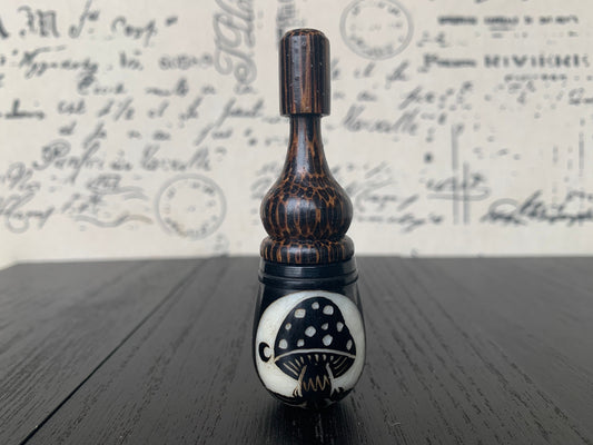 Mushroom smoking pipe Handmade tagua nut and wood pocket pipe One of a kind tribal hand pipe Gift for smokers Chanupa ceremony Shrooms