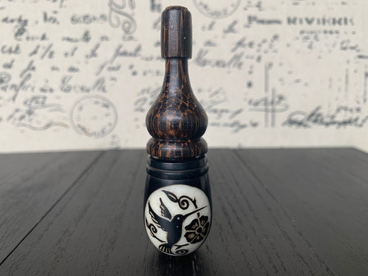 Hummingbird and flower smoking pipe Handmade tagua nut and wood pocket pipe One of a kind tribal hand pipe Natural Organic Gift for smokers